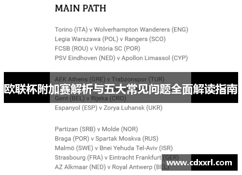 欧联杯附加赛解析与五大常见问题全面解读指南 欧联杯附加赛解析与五大常见问题全面解读指南